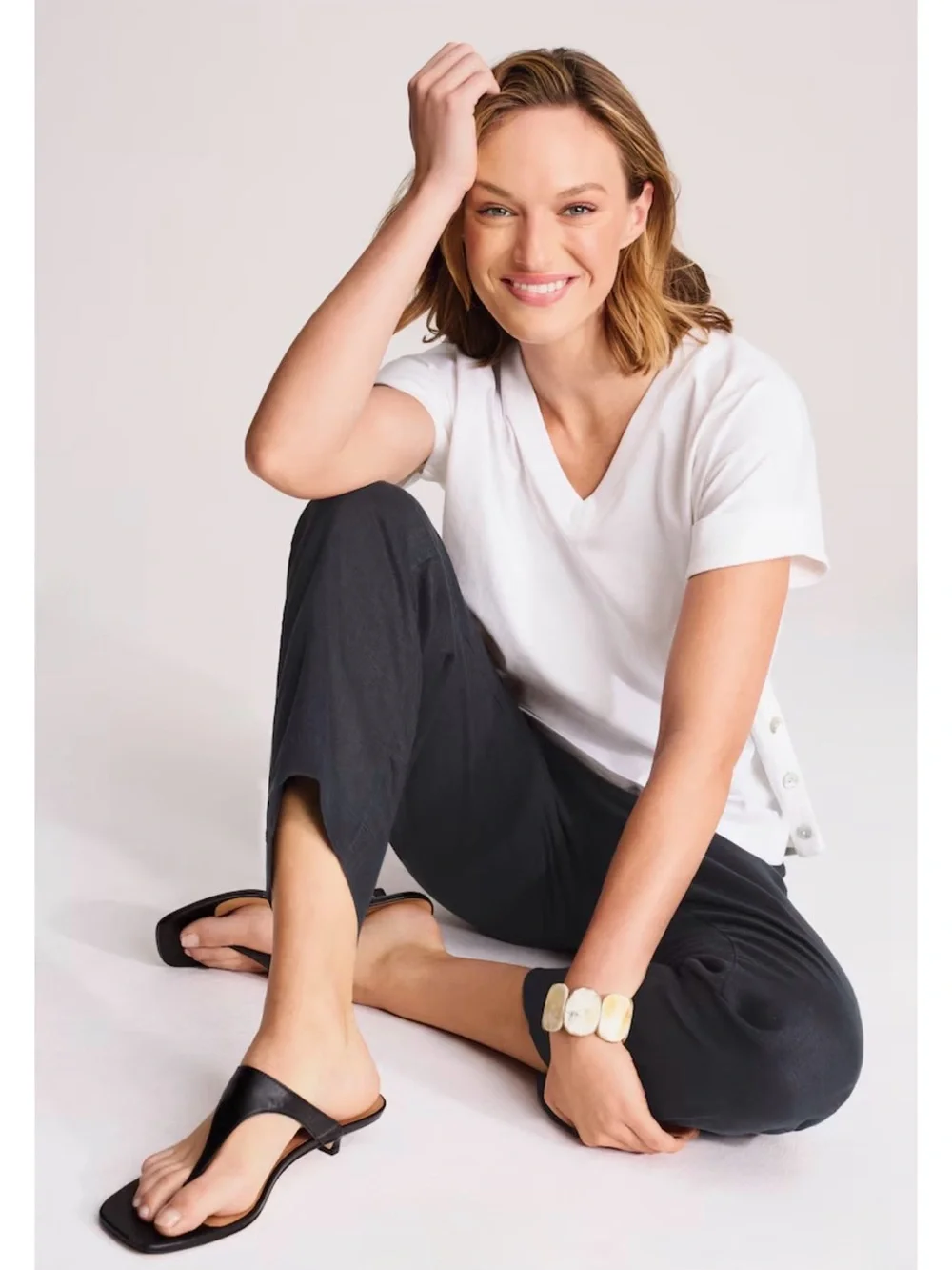 J Jill Black Linen Cropped Pants Black Size 12 H